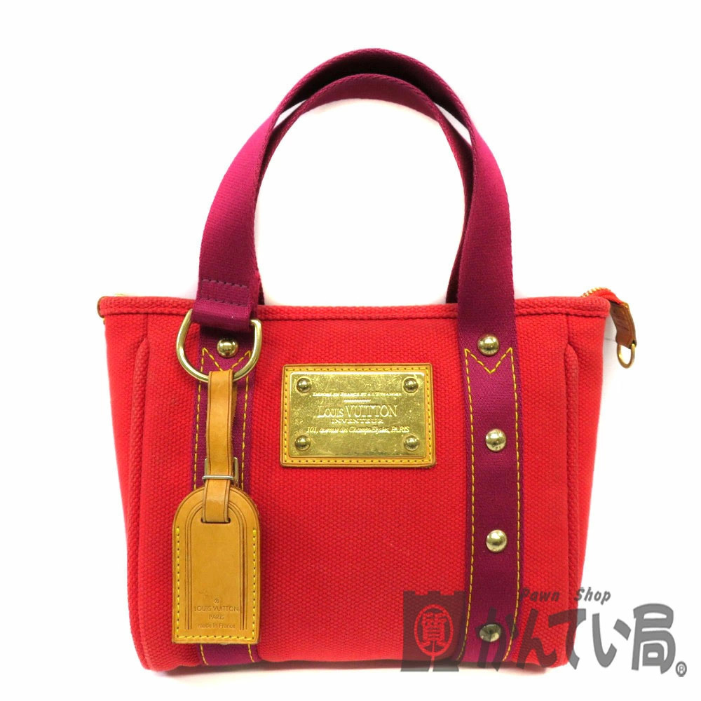 LOUIS VUITTON Cabas Antigua Red Pink Handbag Canvas Bag